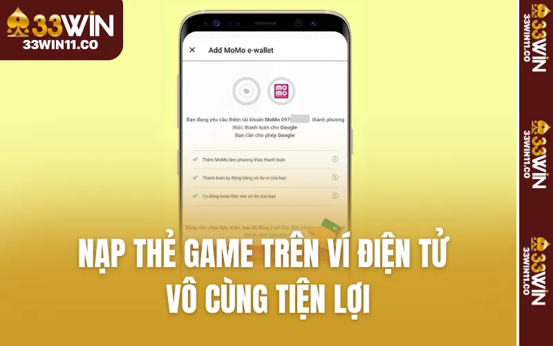 Nạp thẻ game trên ví điện tử vô cùng tiện lợi